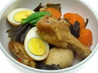昆布・鶏肉・卵の韓国風ピリ辛煮物