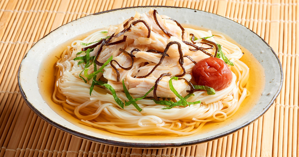 塩こん部長のぶっかけサラダチキンそうめん びっくらこん レシピ 株式会社くらこん
