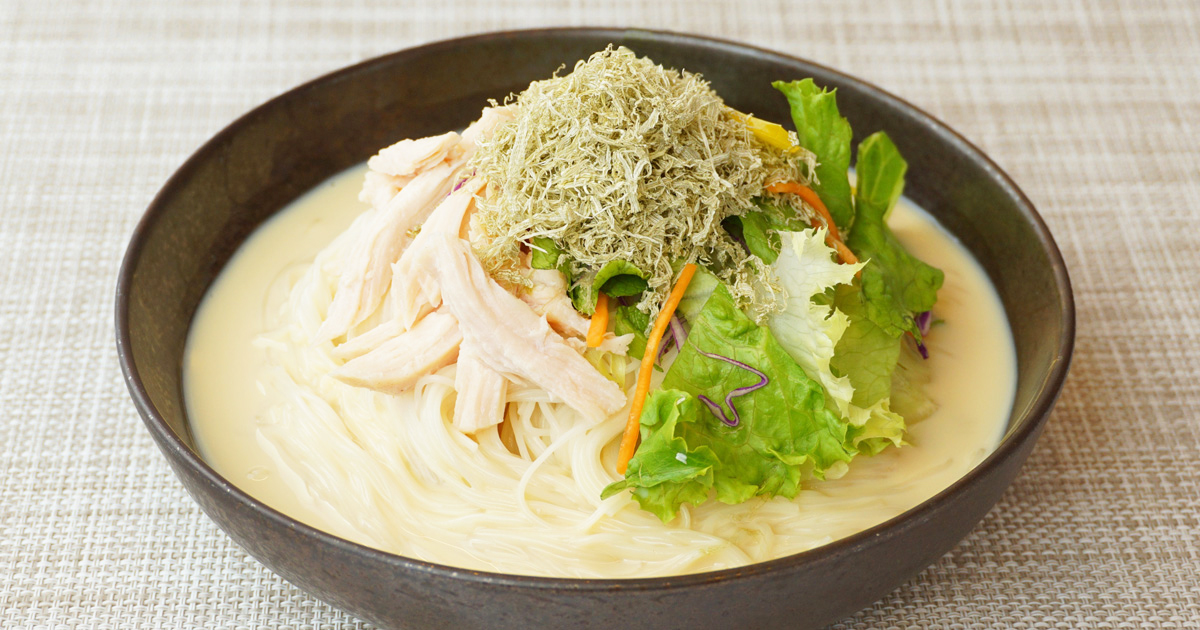 冷製豆乳とろろそうめん | びっくらこん！レシピ | 株式会社くらこん