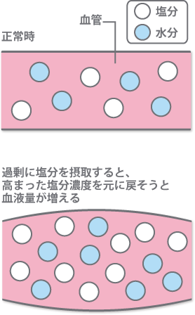 塩分と高血圧の図