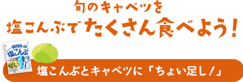 旬のキャベツを塩こんぶでたくさん食べよう！ / 塩こんぶとキャベツに「ちょい足し！」